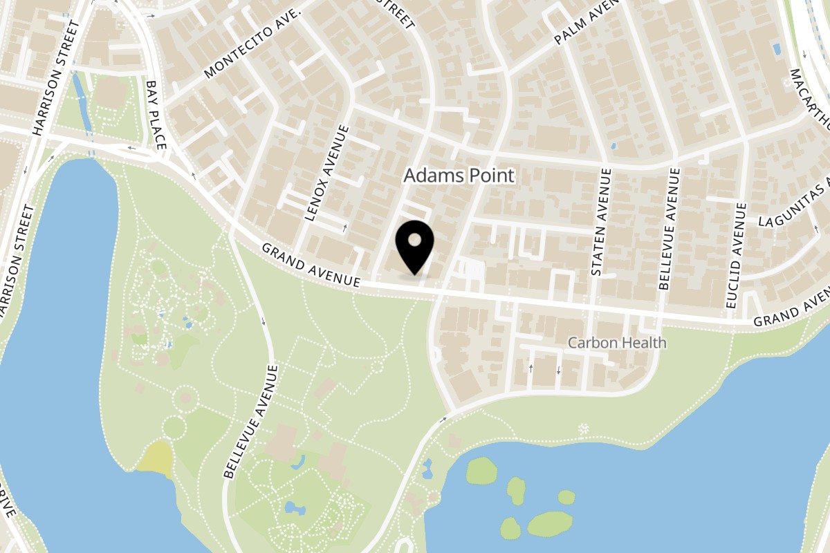 Map showing the location of Los Cantaros Taqueria Los Cantaros Grand on 336 Grand Ave in Oakland