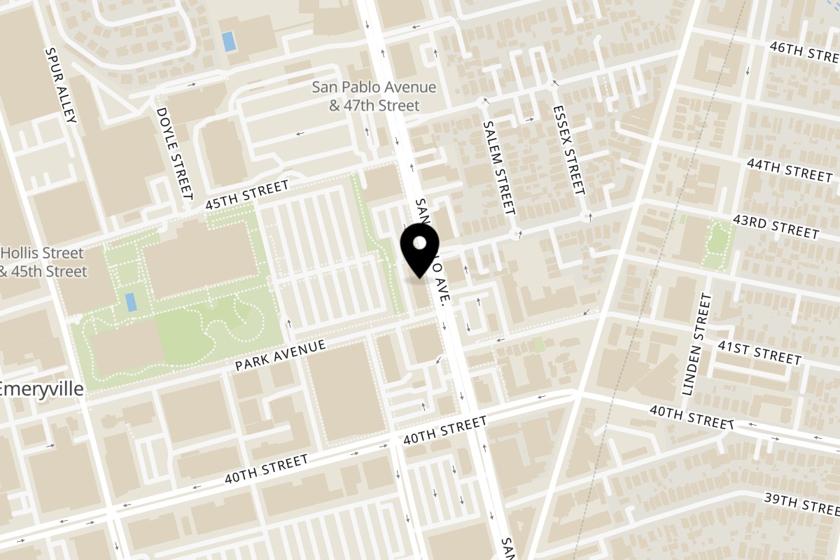 Map showing the location of Los Cantaros Taqueria Los Cantaros Emery on 4115 San Pablo Ave in Emeryville